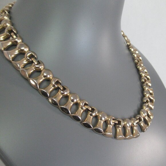 Vintage MONET Gold Tone Tassel Link Choker Necklace Statement Necklace 16" - Picture 4 of 10